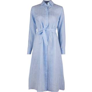 Stenströms Happy Blå stribet kjole i hør | Dame |Kjoler | Feminine | Størrelse: L | Blå | Striped | Lange Ærmer