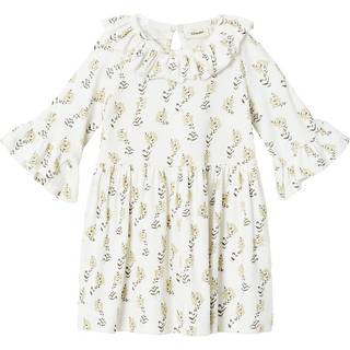 Lil Atelier Coconut Milk Yellow Blomstret Kjole