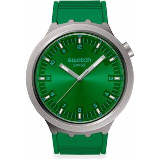 Swatch Big Bold Irony Forest Face Quartz Green Dial Stainless Steel Bracelet Unisex Watch SB07S101