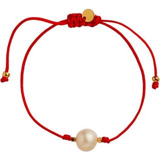 Big Pearl Berrie Bracelet - Red Ribbon - Stine A - Rød One Size