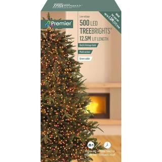 500 LED 12,5 m Premier TreeBrights Juletræsbelysning med timer Rød og Vintage-guld