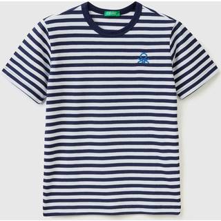 Benetton Benetton Boys Striped 100% Cotton Logo T-Shirt