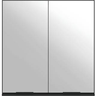 badeværelsesskab med spejl 64x20x67 cm konstrueret træ sort