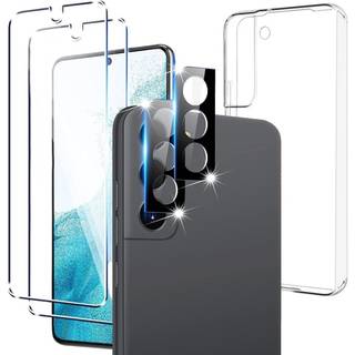 5-Pack Samsung Galaxy S22 Härdat glas + Lins + Silkon Skal