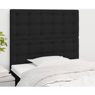 Sengegavle 80X5X78/88 Cm Stof Sort - Høj / 80 cm