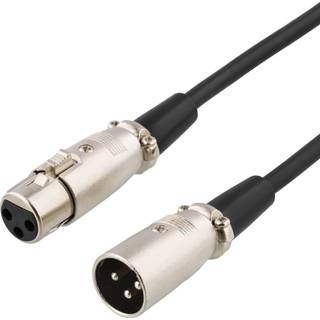 DELTACO XLR-lydkabel, 3-pin han - 3-pin hun, 8m, sort