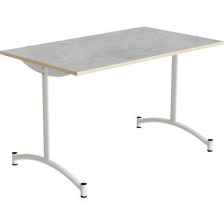Bord Zeb 231, 1200x700 mm Højde 720 mm, Lys grå linoleum, Hvidt stel