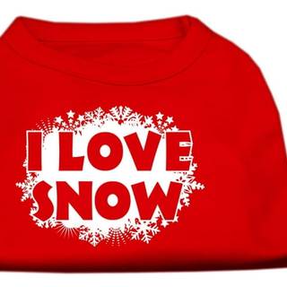 Jag älskar snö skärmavtryckskjortor röda xs