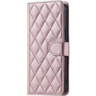 EIDERWOOD iPhone 16 Pro Max Læder Flip Cover m. Pung & Strop - Rhombus - Rose Gold