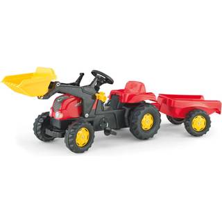 Rolly Toys rollyKid-X: Rød pedaltraktor med frontlæsser og rød anhænger