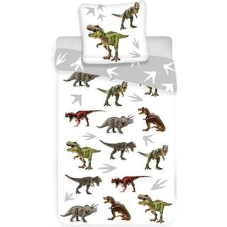Junior sengetøj 100x140 cm - junior dinosaurer sengesæt - 2 i 1 design - 100% bomuld