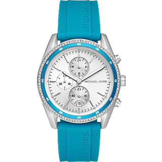MK Oversized Hadyn Pavé Silver-Tone Watch - Blue - Michael Kors - ONE SIZE