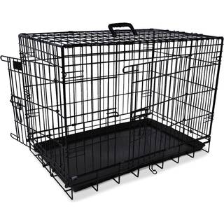 Foldbart transportbur til bil, sort m/plastbakke - Black - S: 62x43x49cm