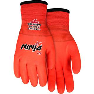 MCR Safety Ninja Ice N9690FCOL Hi-Visibility Arbejdshandsker 15 gauge Hi-Vis Orange Nylon Shell 7 Gauge Isoleret Terry Liner HPT Fuld frakke STOR