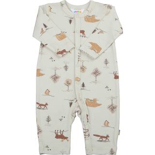 Heldragt i lys beige med print 100% merinould