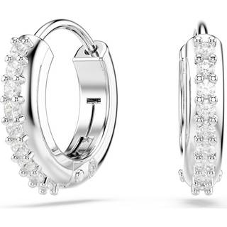 Swarovski Matrix Rhodium Plated White Crystal Hoop Earrings - Silver