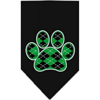 Argyle Paw Green Screen Print Bandana Black Large
