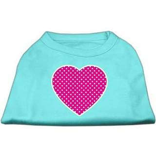 Pink Swiss Dot Heart Screen Print Shirt Aqua SM