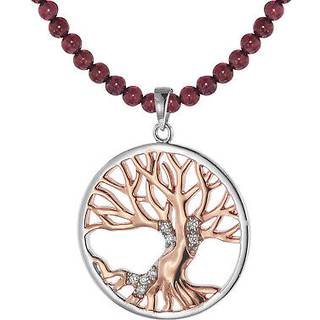 trendor 75516 Anhänger Lebensbaum Silber 925 + Granatkette
