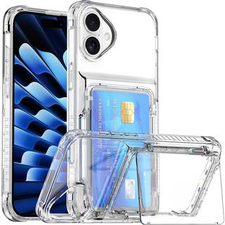 EIDERWOOD iPhone 16 Plus Hybrid Plastik Bagside Cover m. Kortholder - Gennemsigtig