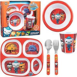 Octonauts 5 pcs måltider Divideret pladefodring sæt til børn og småbørn-terra-stak-Inkluderer multi-rum plade skål kop gaffel & ske-redskab