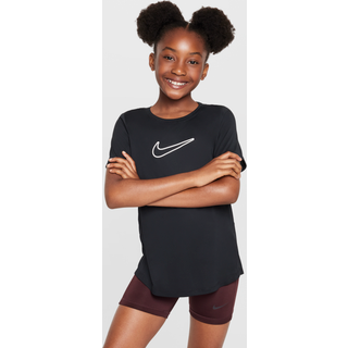 Nike One Fitted Girls Dri-FIT Short-Sleeve Top Black