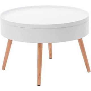 Sofabord med opbevaringsplads, træ/hvid, Ø60 x 40 cm