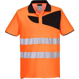 PW2 hi-vis polo korte ærmer - Orange/Sort (Størrelse: 4XL)