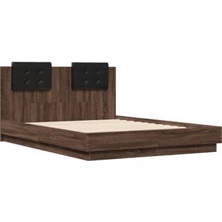 Sengeramme Med Sengegavl Konstrueret Træ - Brun eg / 135 x 190 cm