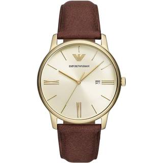 Emporio Armani Date Brown Leather Champagne Dial Men’s Watch AR11610