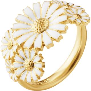 DAISY Ring i lag (str. 48), Georg Jensen, Sterlingsølv belagt med 18 kt. guld / Hvid emalje