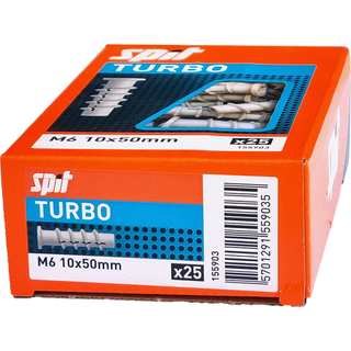 Spit Turbo skruedybel t/letbeton 6-10×50, 25stk
