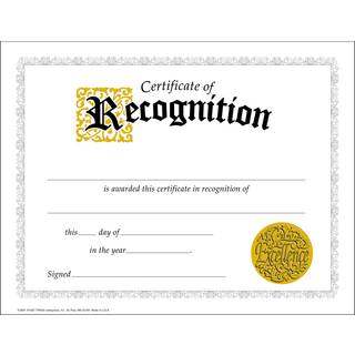 Anerkendelsescertifikat (stor) - 30 pack