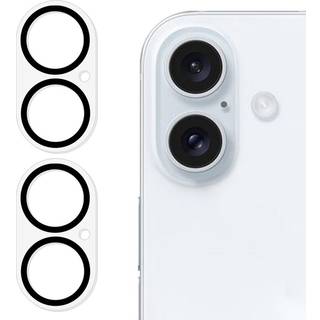 iPhone 16 / 16 Plus 2 Stk. Hærdet Kameralinse Beskyttelsesglas - Gennemsigtig m. Sort Kant