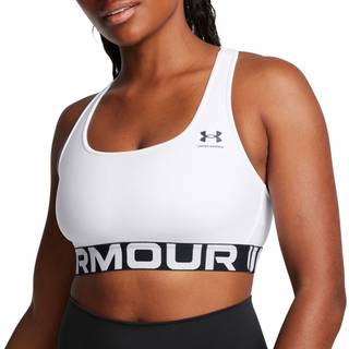 HeatGear® Armour Mid Branded Women's Sports Bra White / Black S