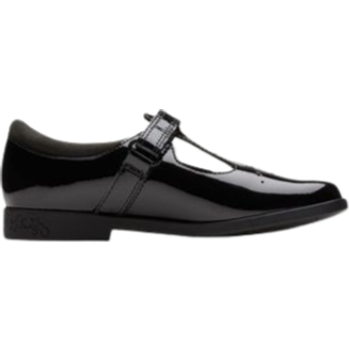 Clarks Clarks Black Standard Fit (F) Patent Lock Shine School Shoes