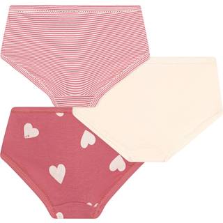 Petit Bateau Hearts 3-pak Bomuldstrusser Ecru Rose Blanc 5 Y  Lyserød  5 år  kvinde