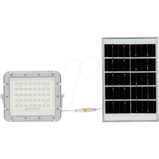 VT LED Solar Projektør 80W - 6400K, 6000 mAh Batteri, 3m Kabel, Smart IR Fjernbetjening, Hurtig Opladning, Hvid - Kulør : Kold