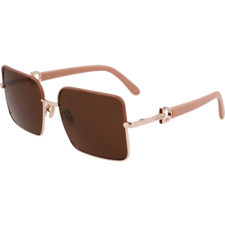 Ferragamo Kvinde SF302SLN 685 Solbriller Metal Guld Firkantet Normal Normal