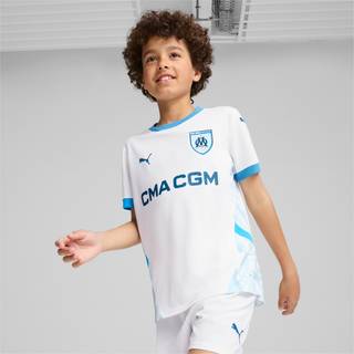 Puma Olympique de Marseille 24/25 Home Jersey Youth, White, Size 11-12Y, Clothing - Azure - 11-12Y