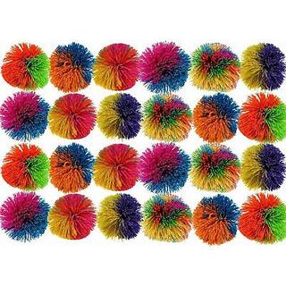 Ja-Ru Rainbow Bandy Ball (24 Stringy Balls Assortered) Hazy Fuzzy Squishy Rubber Balls til børn og voksne. Stress Ball Sensory Fidget Autism ADHD