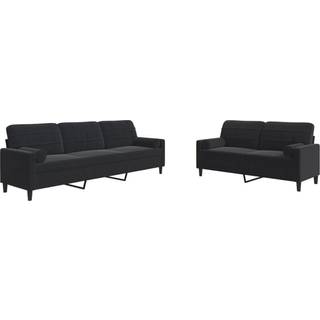 Sofasæt 2 Dele Med Hynder Velour - Sort / med puder