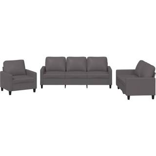 Sofasæt 3 Dele Kunstlæder - Grå / med hynder