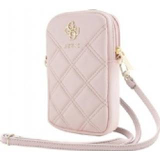 Guess quiltet 4G-telefonpose med metallogo og justerbar rem - pink