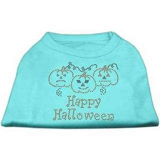 Happy Halloween Rhinestone Shirts Aqua XS
