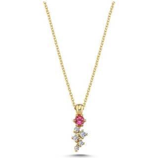 Twinkle 14 Karat Guld Vedhæng fra Nuran med Pink Turmalin og Diamanter 0,09 Carat W/SI