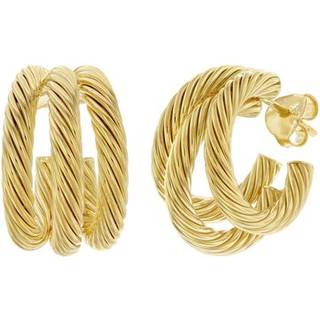 trendor 15929 Damen-Ohrringe Halbcreolen 925 Silber Vergoldet ⌀ 20 mm