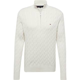 Tommy Hilfiger Quarter Zip Cable Knit Jumper Ivory
