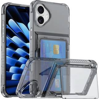 EIDERWOOD iPhone 16 Plus Hybrid Plastik Bagside Cover m. Kortholder - Gennemsigtig Sort