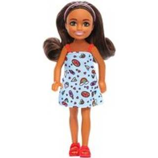 Barbie Chelsea Doll Wearing Removable Blue Dress With Brown Hair